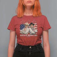 Biscuits Whores And Freedom Funny Western Cowboy 4th of July T Shirt For Women