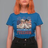 Biscuits Whores And Freedom Funny Western Cowboy 4th of July T Shirt For Women