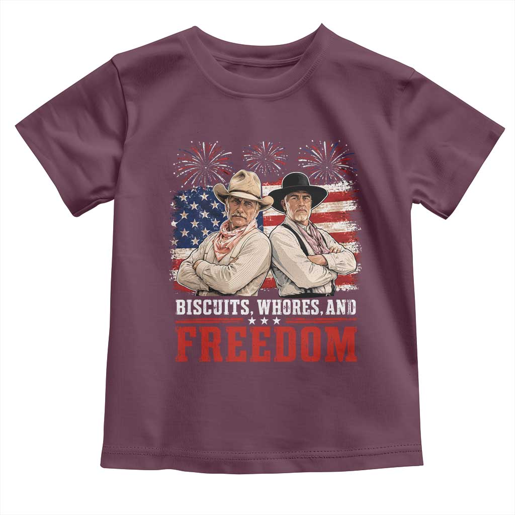 Biscuits Whores And Freedom Funny Western Cowboy 4th of July Toddler T Shirt