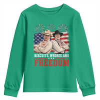 Biscuits Whores And Freedom Funny Western Cowboy 4th of July Youth Sweatshirt