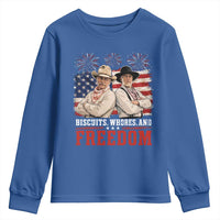 Biscuits Whores And Freedom Funny Western Cowboy 4th of July Youth Sweatshirt
