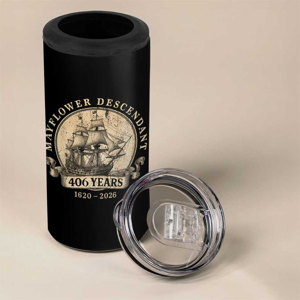 Mayflower Descendant 4 in 1 Can Cooler Tumbler 406 Years Pilgrim Fathers Thanksgiving History