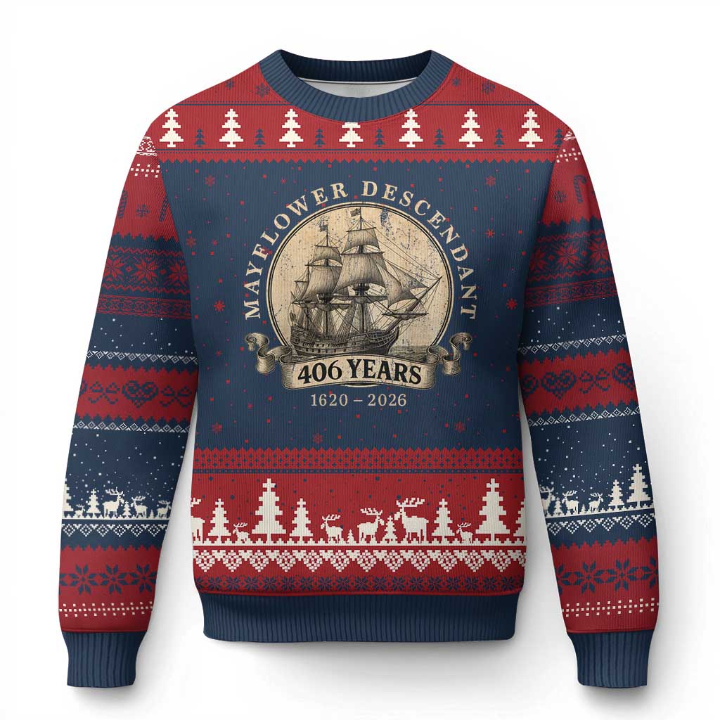 Mayflower Descendant Ugly Christmas Sweater 406 Years Pilgrim Fathers Thanksgiving History