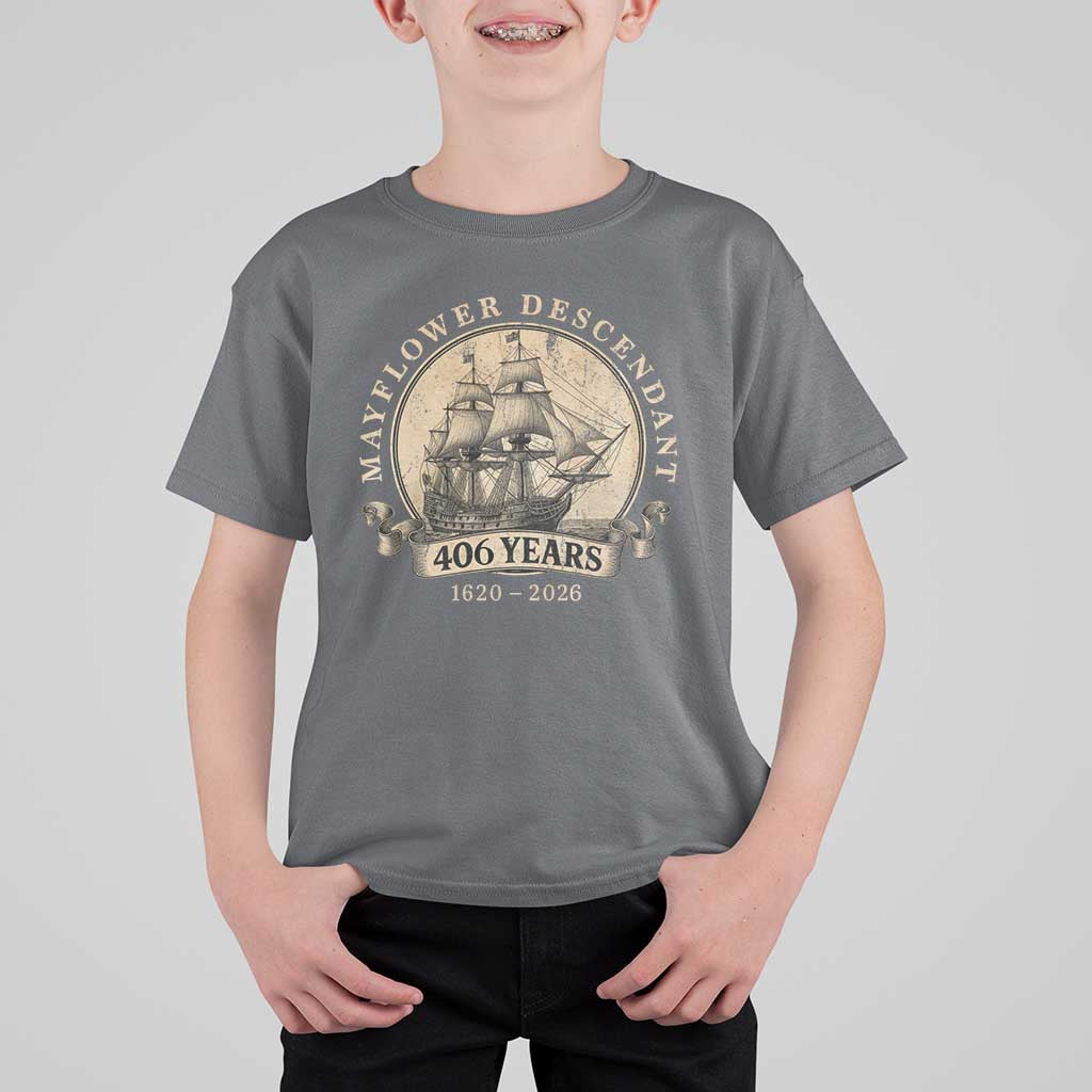 Mayflower Descendant T Shirt For Kid 406 Years Pilgrim Fathers Thanksgiving History