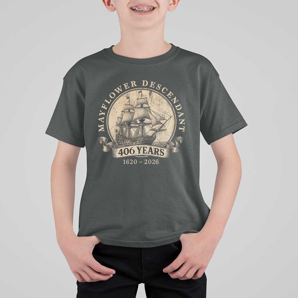 Mayflower Descendant T Shirt For Kid 406 Years Pilgrim Fathers Thanksgiving History