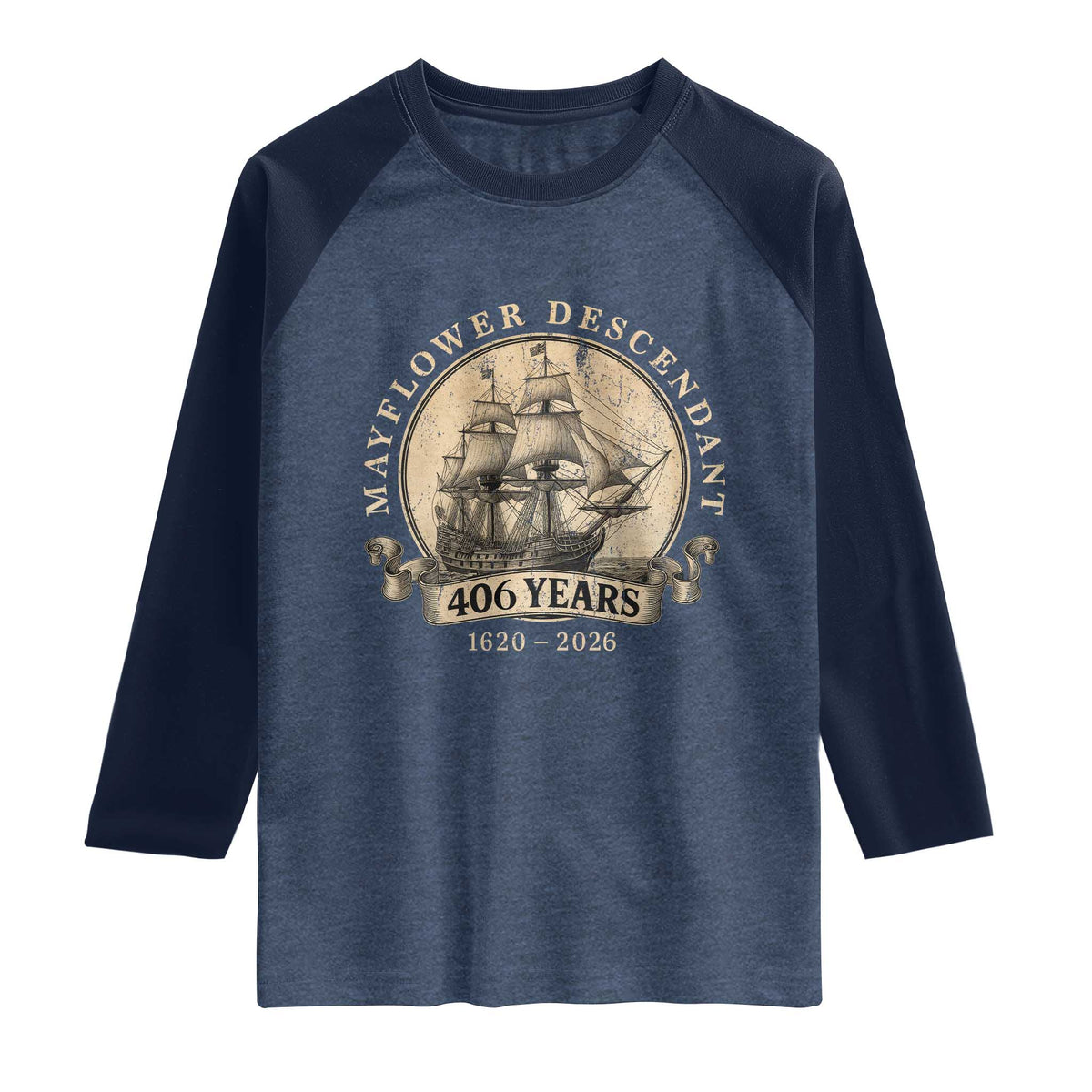 Mayflower Descendant Raglan Shirt 406 Years Pilgrim Fathers Thanksgiving History