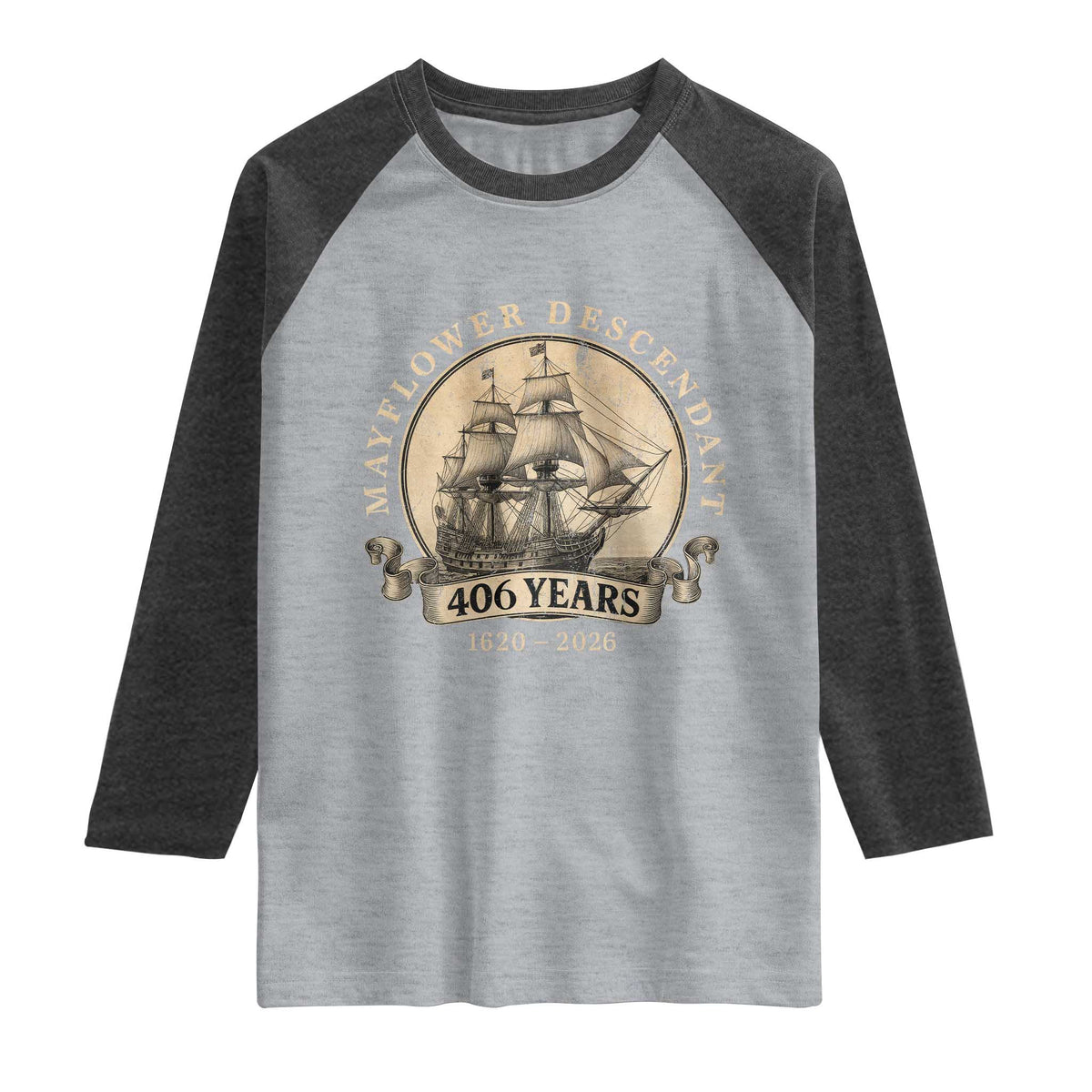 Mayflower Descendant Raglan Shirt 406 Years Pilgrim Fathers Thanksgiving History