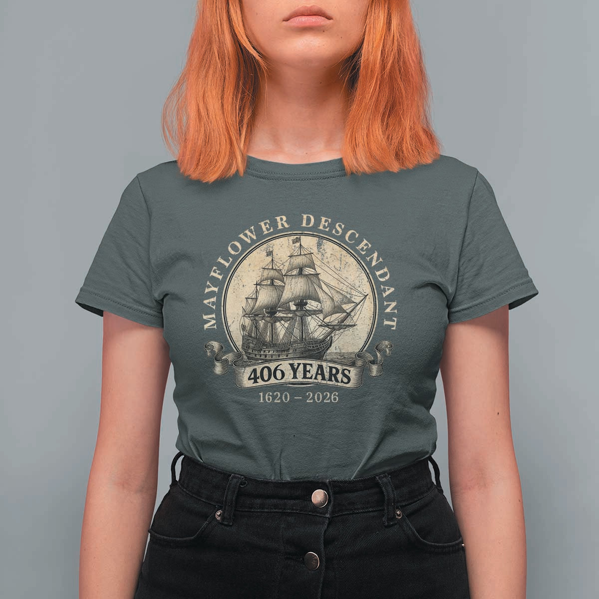 Mayflower Descendant T Shirt For Women 406 Years Pilgrim Fathers Thanksgiving History