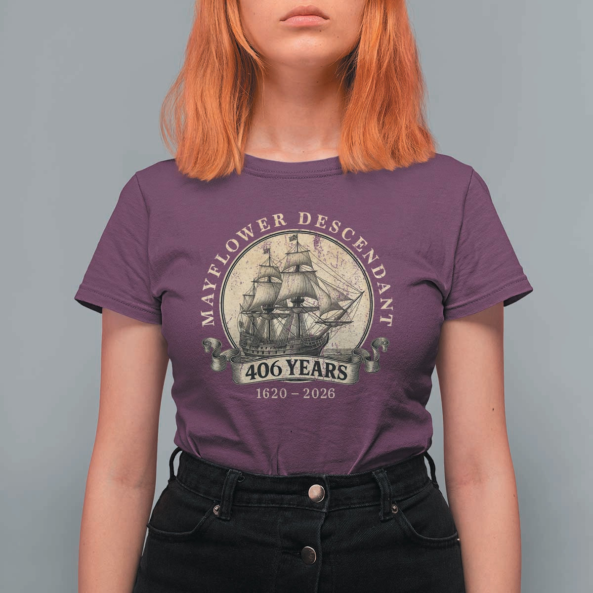 Mayflower Descendant T Shirt For Women 406 Years Pilgrim Fathers Thanksgiving History