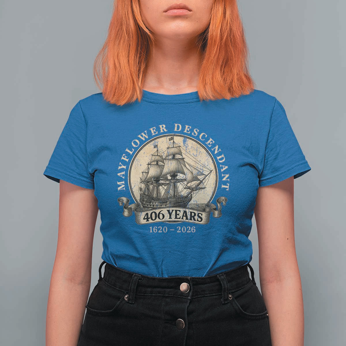 Mayflower Descendant T Shirt For Women 406 Years Pilgrim Fathers Thanksgiving History