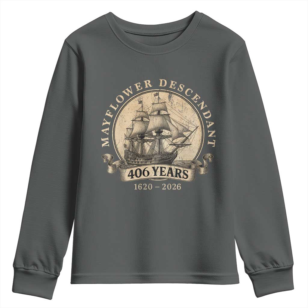 Mayflower Descendant Youth Sweatshirt 406 Years Pilgrim Fathers Thanksgiving History