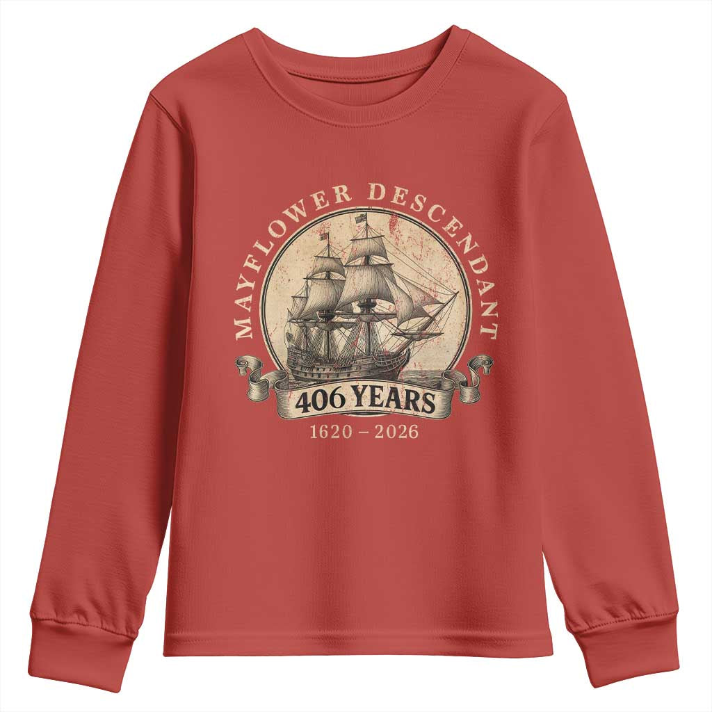 Mayflower Descendant Youth Sweatshirt 406 Years Pilgrim Fathers Thanksgiving History