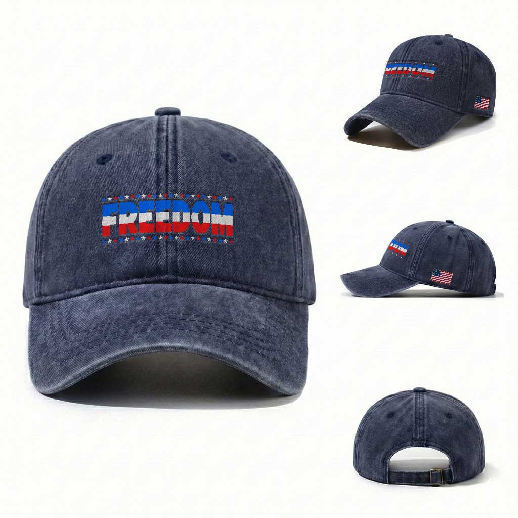 Freedom Funny 4th of July Couple Matching Washed Cotton Baseball Cap