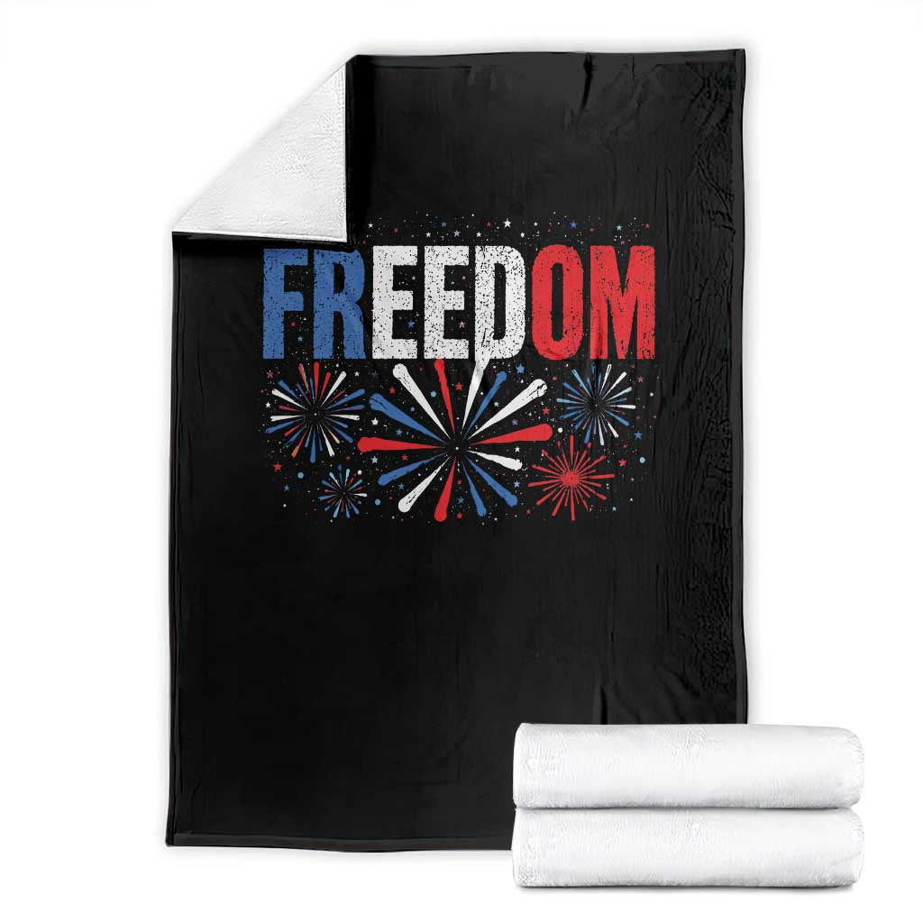 Freedom Funny 4th of July Couple Matching Throw Blanket US Fireworks
