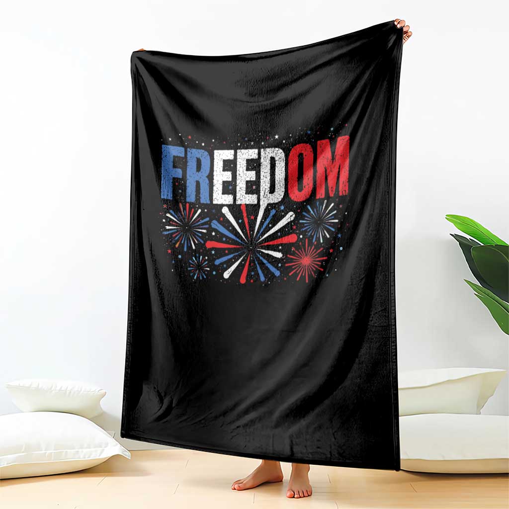 Freedom Funny 4th of July Couple Matching Throw Blanket US Fireworks