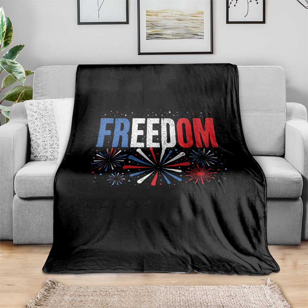 Freedom Funny 4th of July Couple Matching Throw Blanket US Fireworks