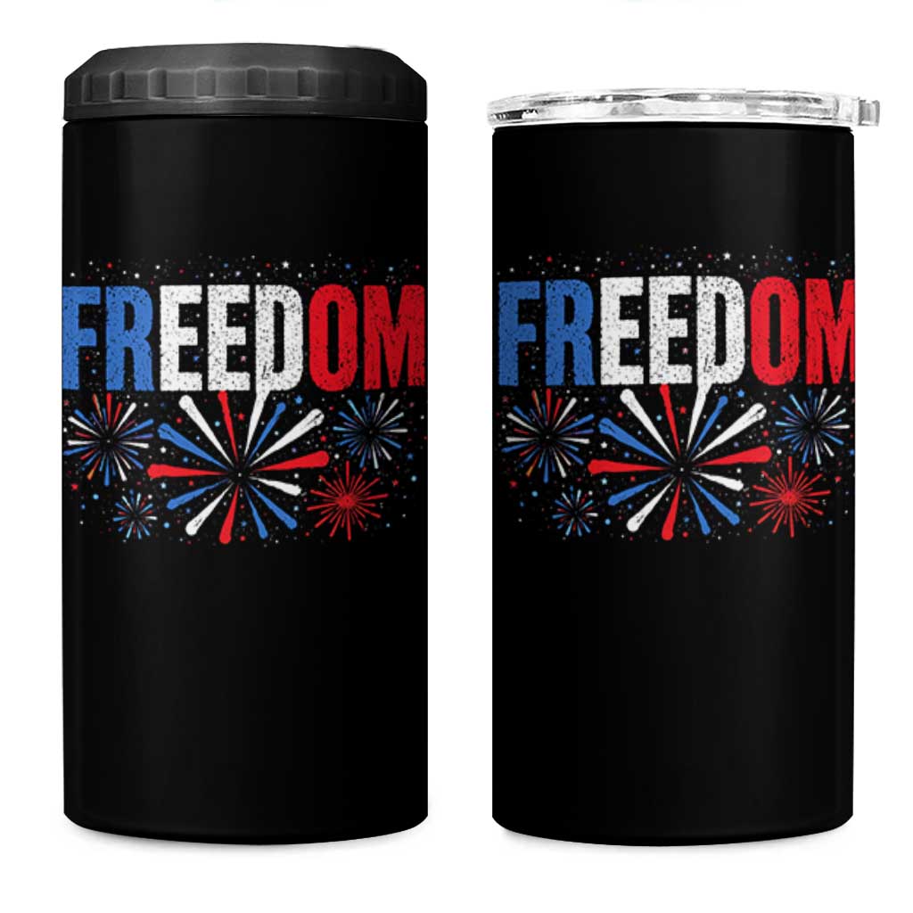 Freedom Funny 4th of July Couple Matching 4 in 1 Can Cooler Tumbler US Fireworks