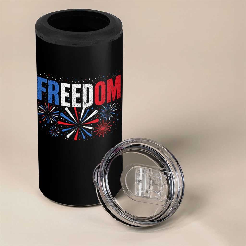 Freedom Funny 4th of July Couple Matching 4 in 1 Can Cooler Tumbler US Fireworks