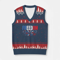 Freedom Funny 4th of July Couple Matching V-Neck Knit Sweater Vest US Fireworks