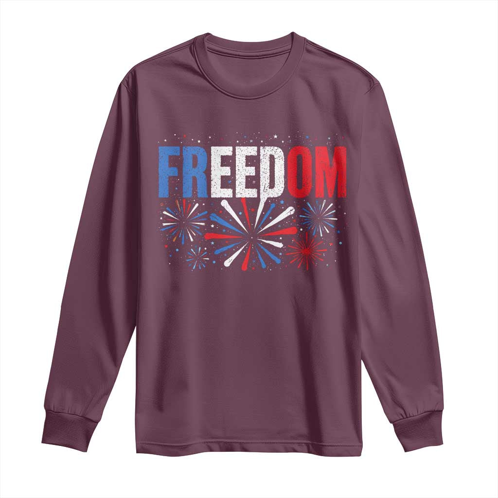 Freedom Funny 4th of July Couple Matching Long Sleeve Shirt US Fireworks