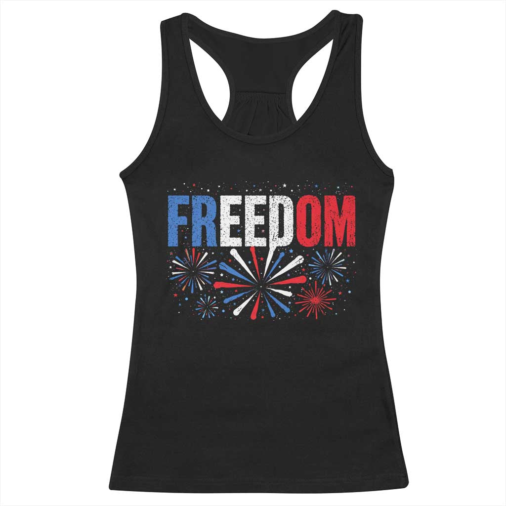 Freedom Funny 4th of July Couple Matching Racerback Tank Top US Fireworks