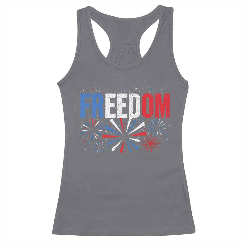 Freedom Funny 4th of July Couple Matching Racerback Tank Top US Fireworks