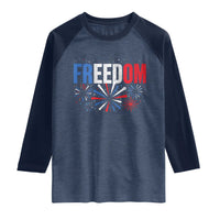 Freedom Funny 4th of July Couple Matching Raglan Shirt US Fireworks