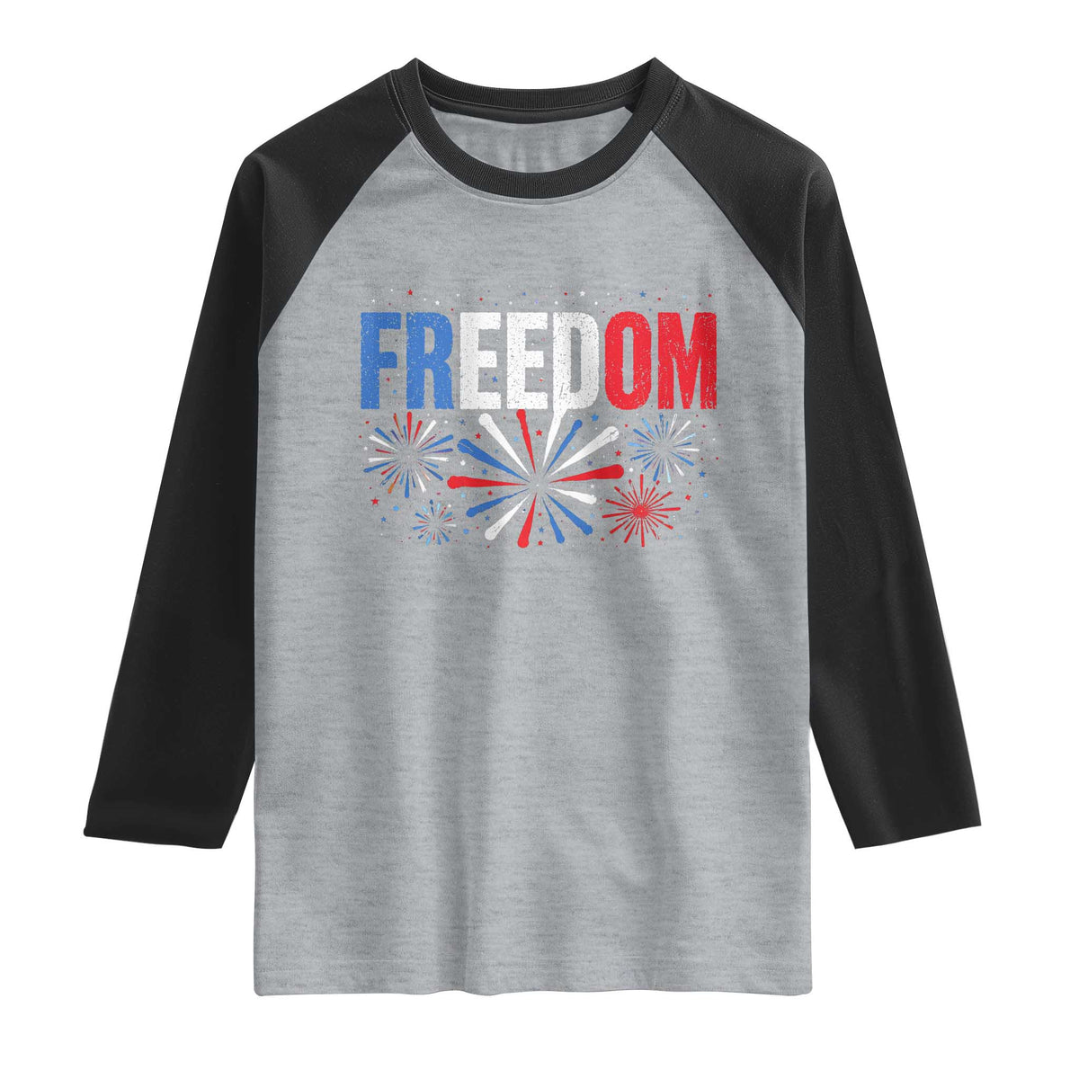 Freedom Funny 4th of July Couple Matching Raglan Shirt US Fireworks