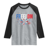 Freedom Funny 4th of July Couple Matching Raglan Shirt US Fireworks