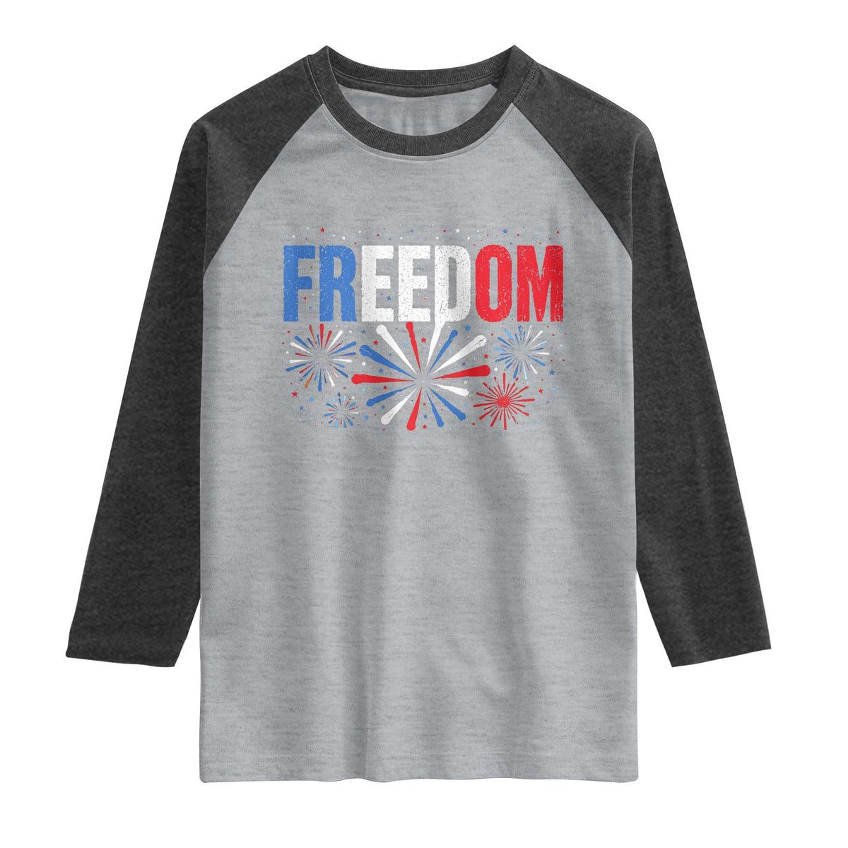 Freedom Funny 4th of July Couple Matching Raglan Shirt US Fireworks