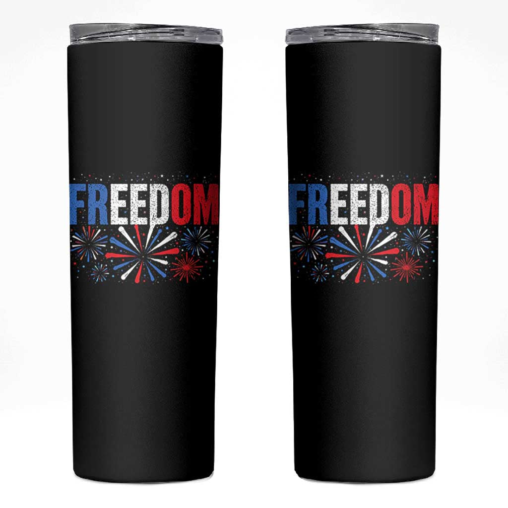 Freedom Funny 4th of July Couple Matching Skinny Tumbler US Fireworks