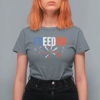 Freedom Funny 4th of July Couple Matching T Shirt For Women US Fireworks