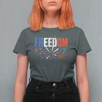 Freedom Funny 4th of July Couple Matching T Shirt For Women US Fireworks