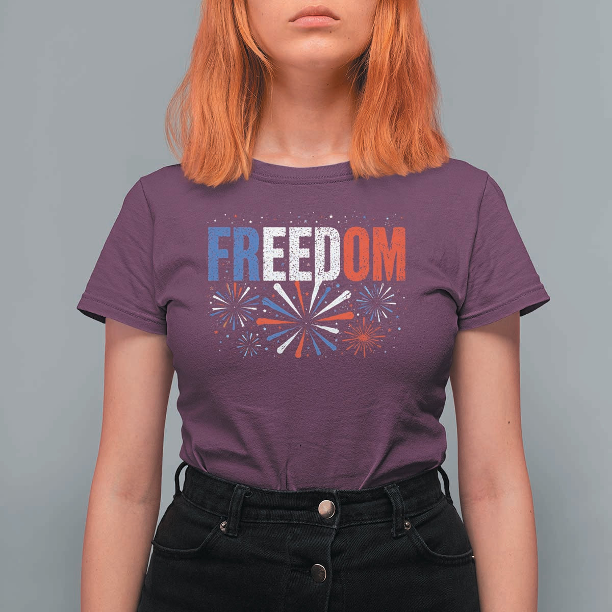 Freedom Funny 4th of July Couple Matching T Shirt For Women US Fireworks