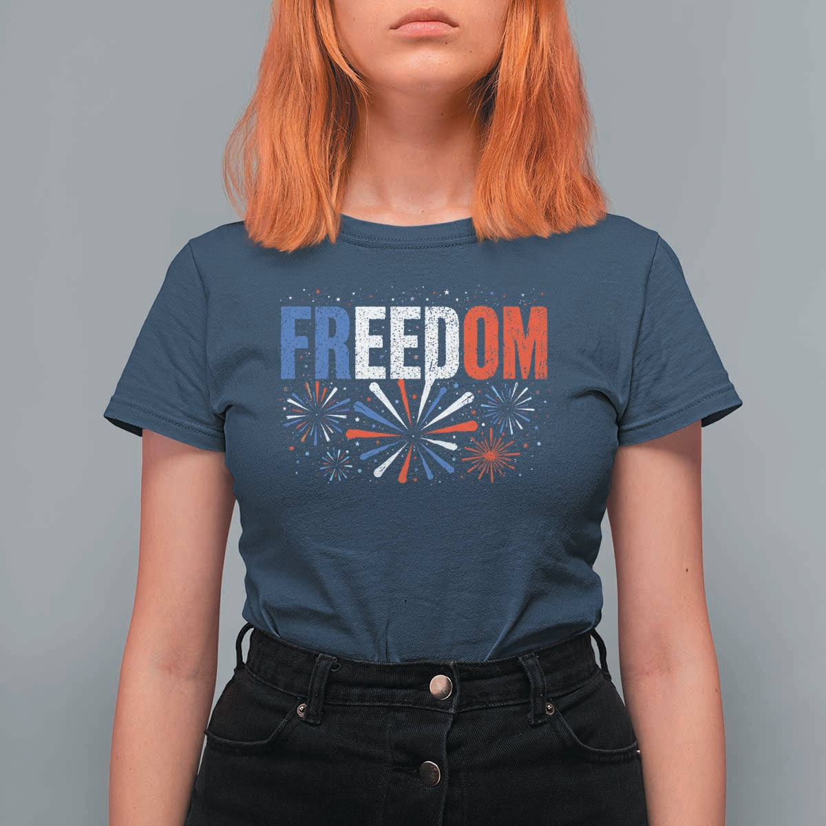 Freedom Funny 4th of July Couple Matching T Shirt For Women US Fireworks