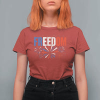 Freedom Funny 4th of July Couple Matching T Shirt For Women US Fireworks