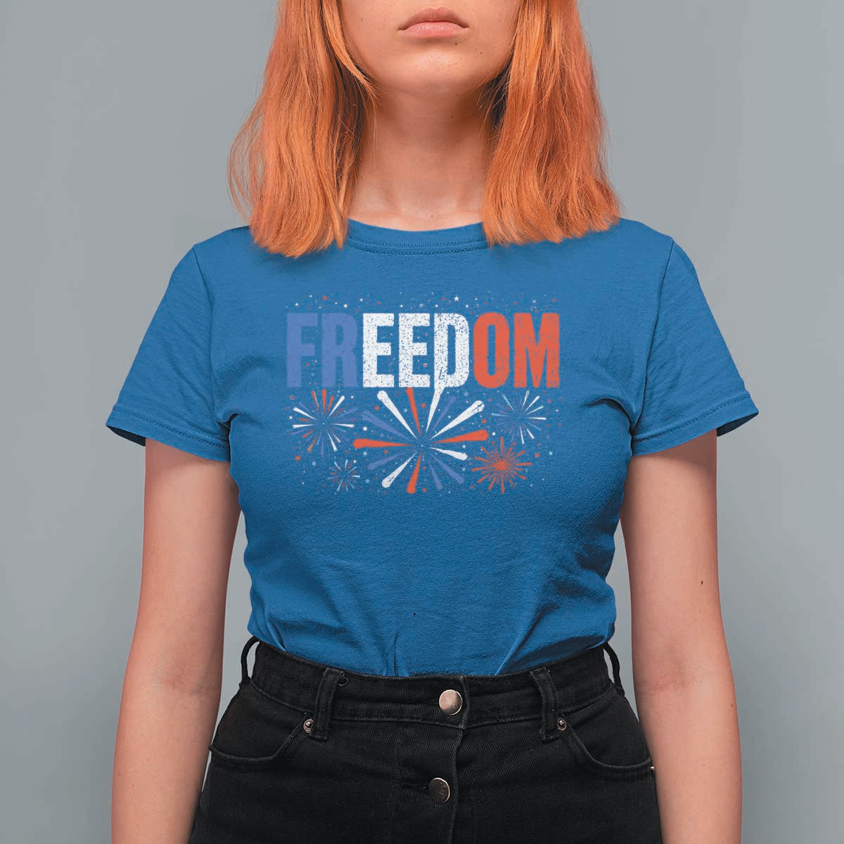 Freedom Funny 4th of July Couple Matching T Shirt For Women US Fireworks