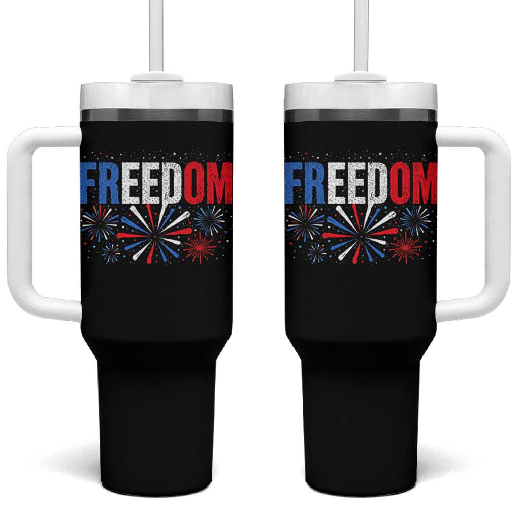 Freedom Funny 4th of July Couple Matching Tumbler With Handle US Fireworks