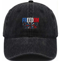 Freedom Funny 4th of July Couple Matching Washed Cotton Baseball Cap US Fireworks