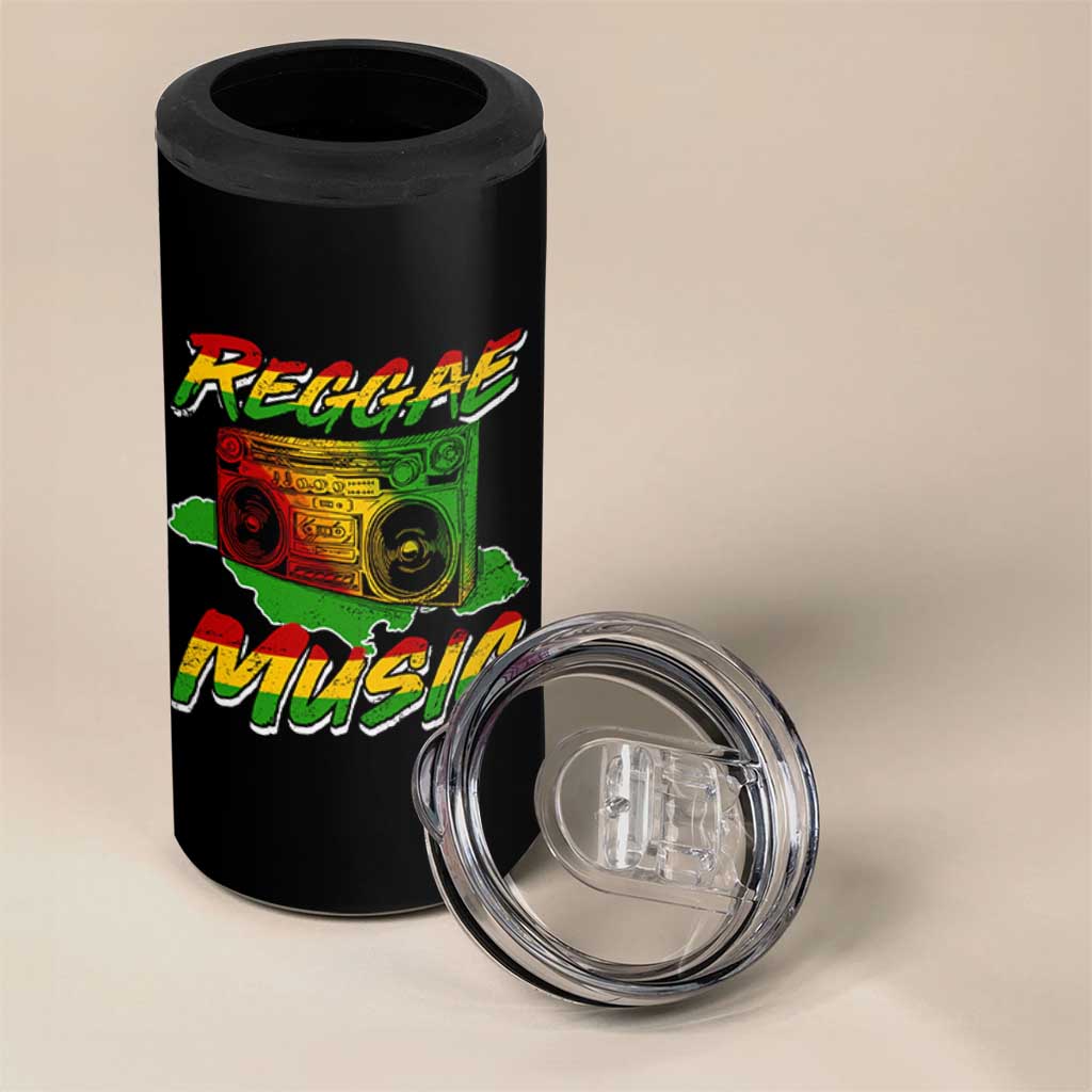 Reggae Music 4 in 1 Can Cooler Tumbler Rastafari Rasta Jamaica Boombox - Wonder Print Shop