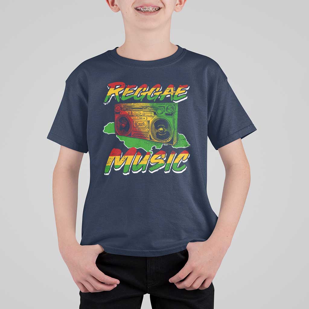 Reggae Music T Shirt For Kid Rastafari Rasta Jamaica Boombox - Wonder Print Shop