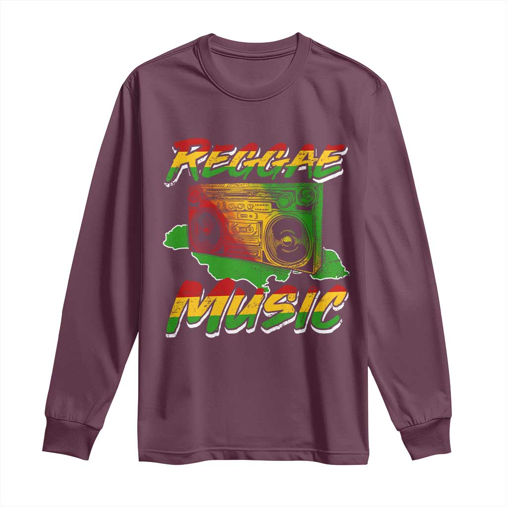 Reggae Music Long Sleeve Shirt Rastafari Rasta Jamaica Boombox - Wonder Print Shop