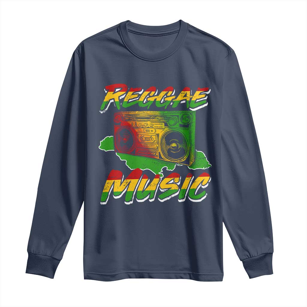 Reggae Music Long Sleeve Shirt Rastafari Rasta Jamaica Boombox - Wonder Print Shop