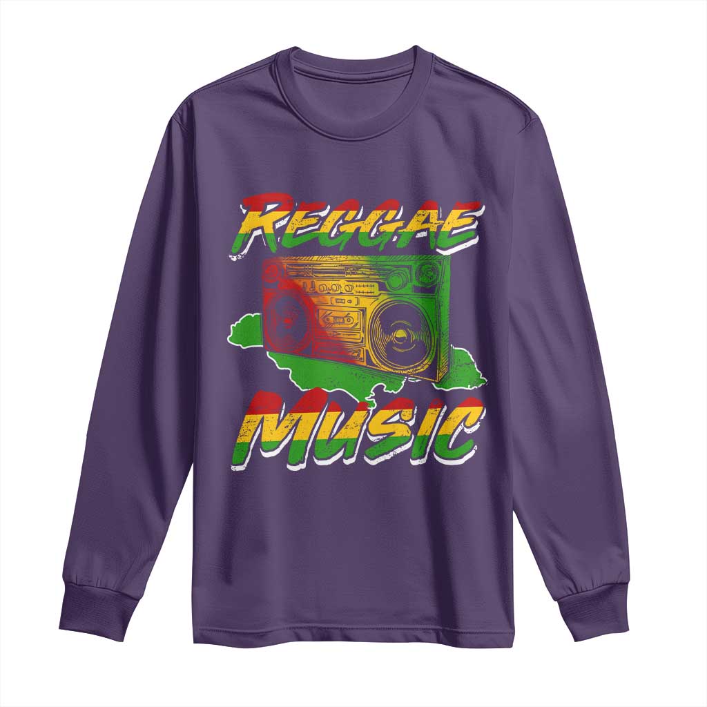Reggae Music Long Sleeve Shirt Rastafari Rasta Jamaica Boombox - Wonder Print Shop