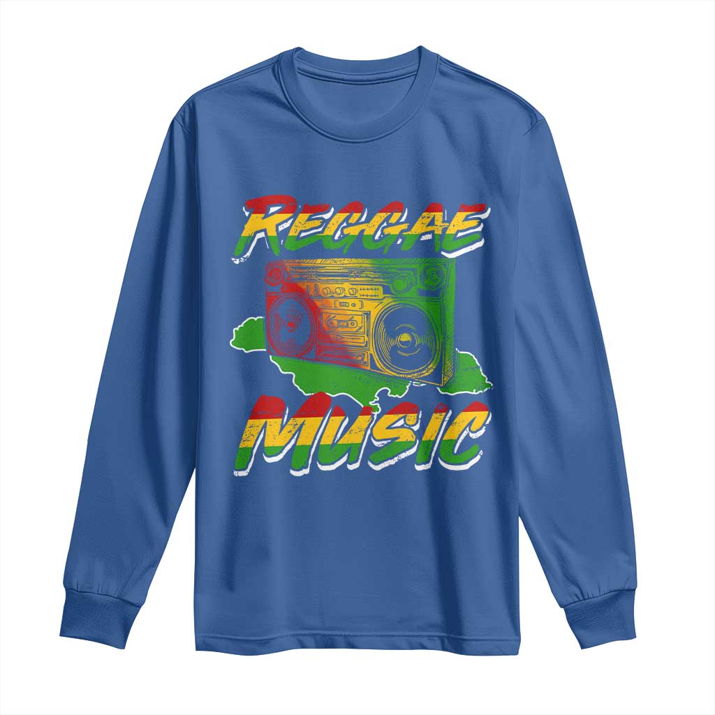 Reggae Music Long Sleeve Shirt Rastafari Rasta Jamaica Boombox - Wonder Print Shop