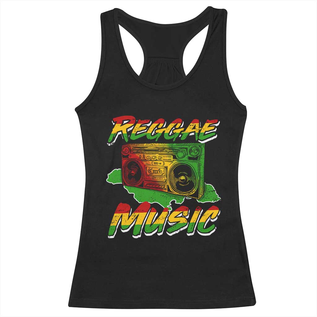 Reggae Music Racerback Tank Top Rastafari Rasta Jamaica Boombox - Wonder Print Shop