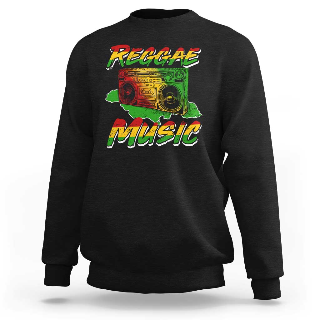 Reggae Music Sweatshirt Rastafari Rasta Jamaica Boombox - Wonder Print Shop