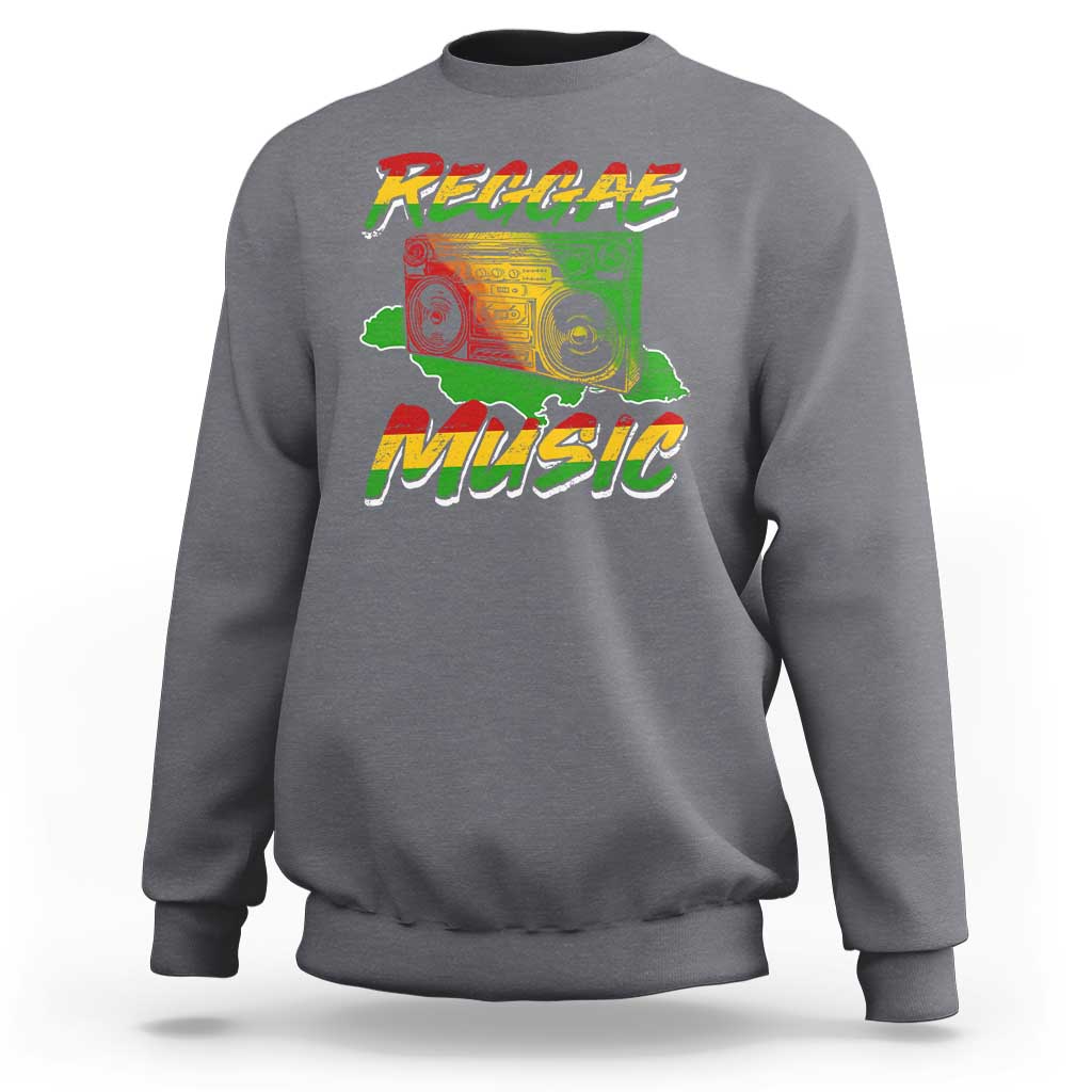 Reggae Music Sweatshirt Rastafari Rasta Jamaica Boombox - Wonder Print Shop