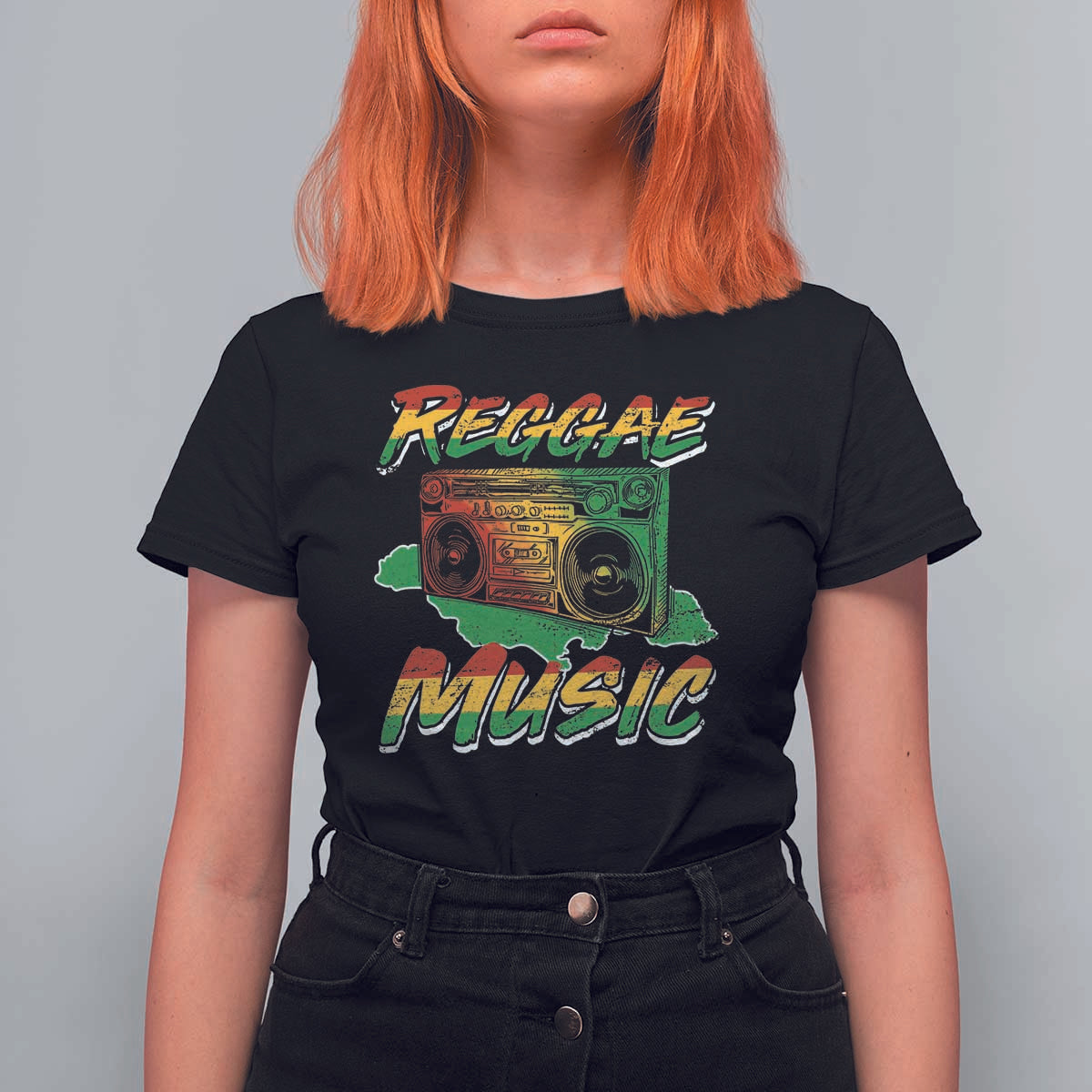 Reggae Music T Shirt For Women Rastafari Rasta Jamaica Boombox - Wonder Print Shop