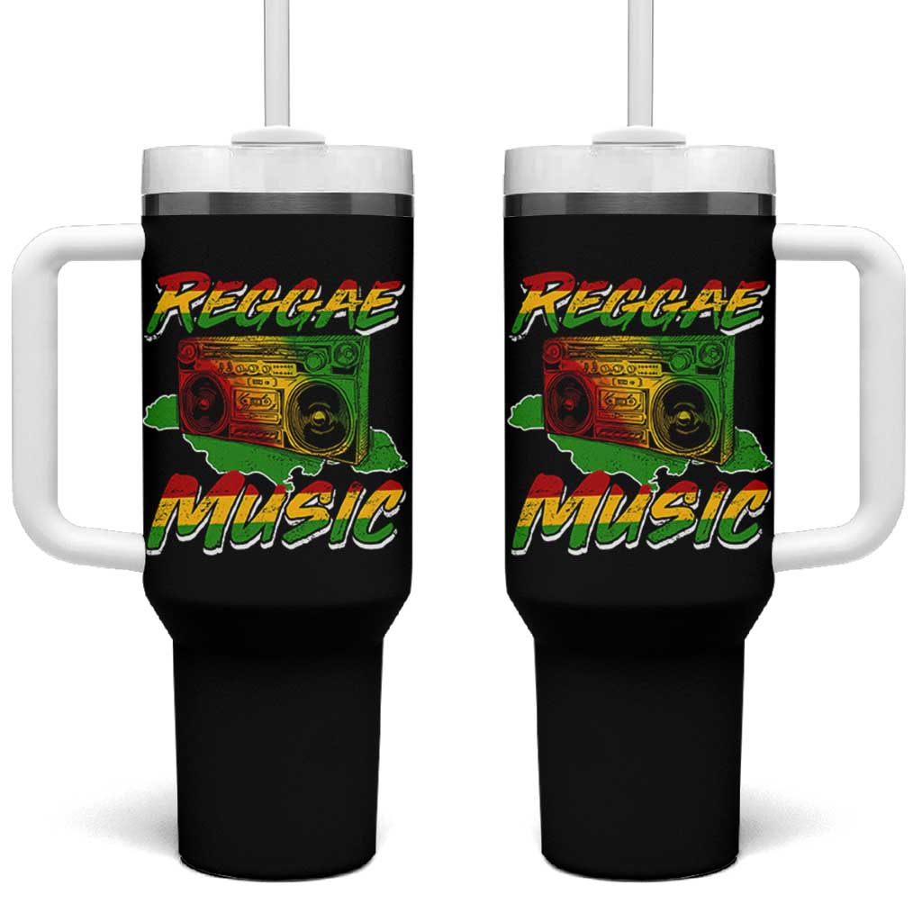 Reggae Music Tumbler With Handle Rastafari Rasta Jamaica Boombox - Wonder Print Shop